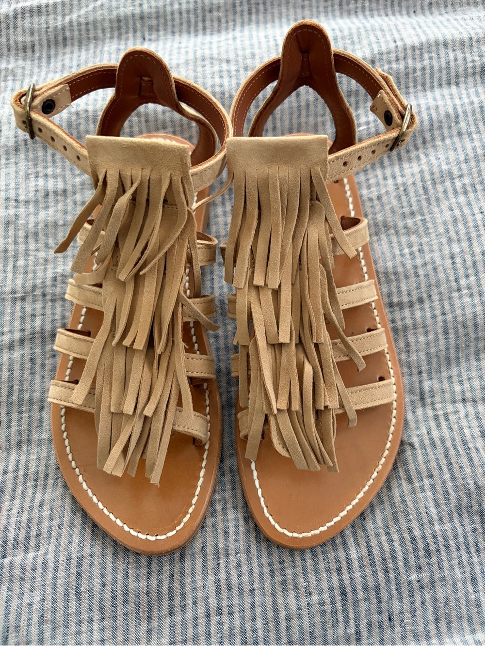Brand New K.Jacques FREGATE Suede Fringe Gladiator Sandals